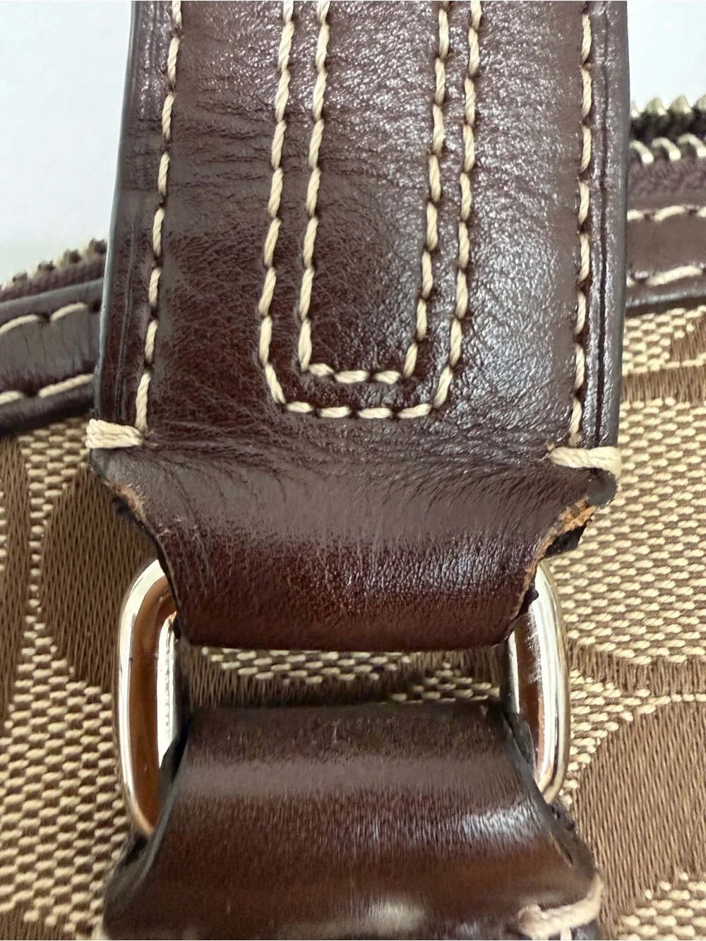 Coach Tan and Dark Brown Signature Canvas Satchel